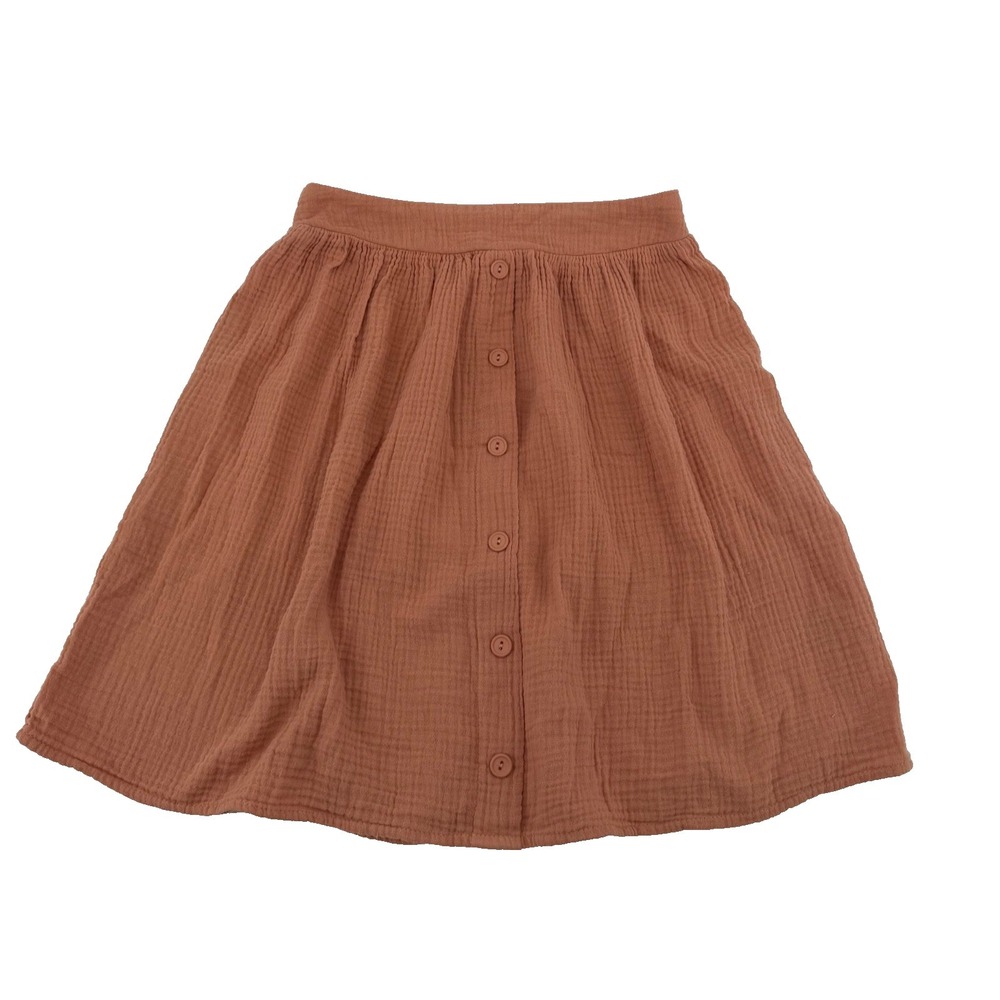 100% Cotton Gauze Button Front Skirt Women's XS Peach Boho Cottagecore Amadi